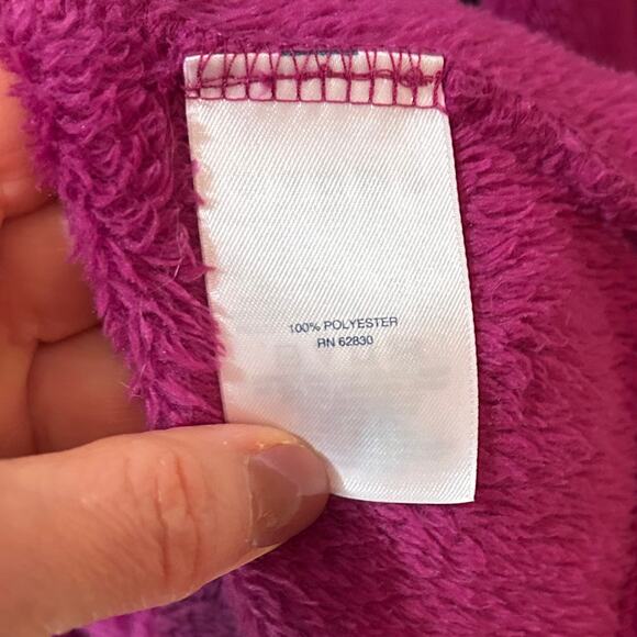 Lands' End Kids Purple Plush Fleece Bathrobe Size 12 Hood Attached Belt Robe - Picture 5 of 9